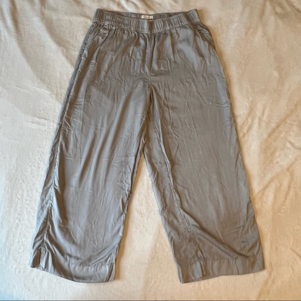 C&C California 100% Lyocell Gray Wide Leg High Rise Pants Elastic Waist Pockets